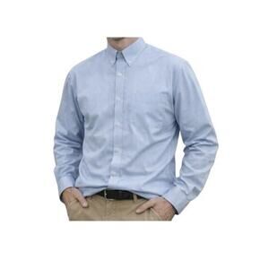 Eddie Bauer Shirt Mens Size 2XL Blue Long Sleeve Button Down Collar Pocket Prep